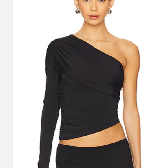 Bobi Los Angeles One Shoulder Cropped Top in Pinot - Picture 9 of 9